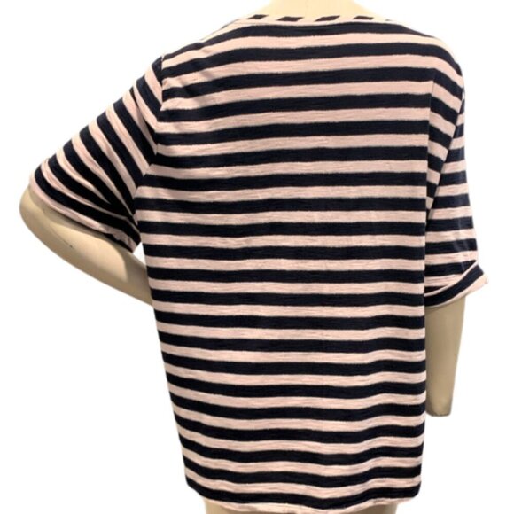 Talbots Metallic Stripe Slub Cotton Blend Relaxed Tee Top Plus Sz 3X #99G - Picture 4 of 8